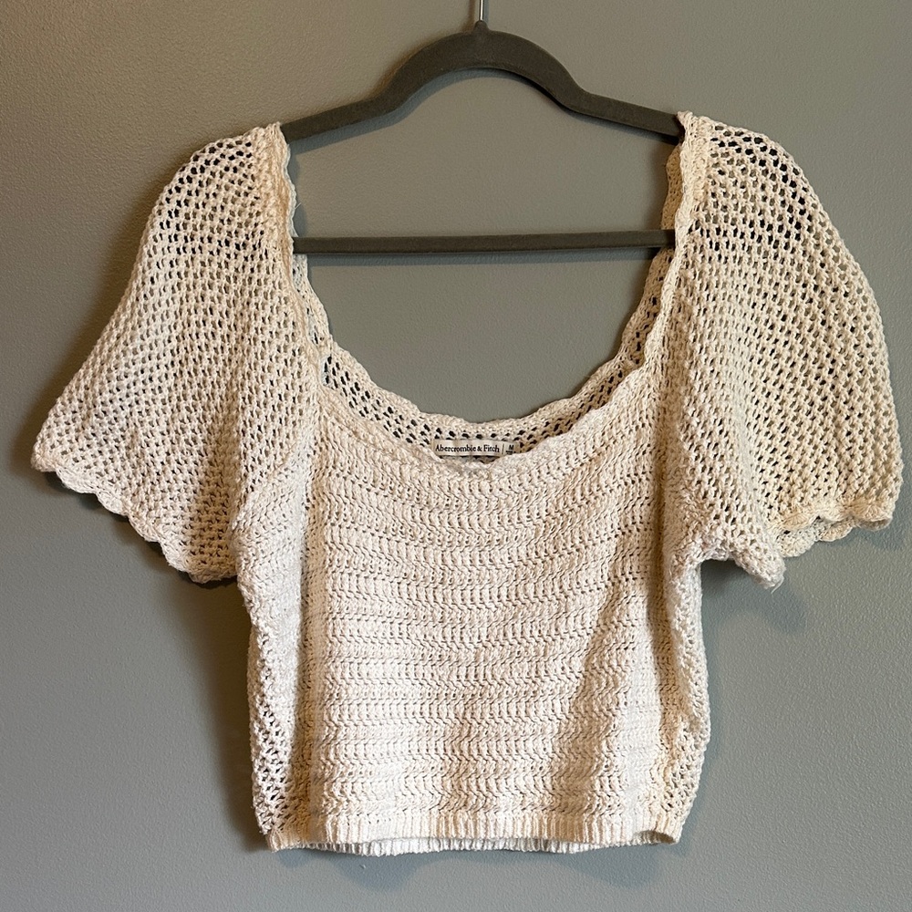 Abercrombie & Fitch Ivory crotchet Knit Top